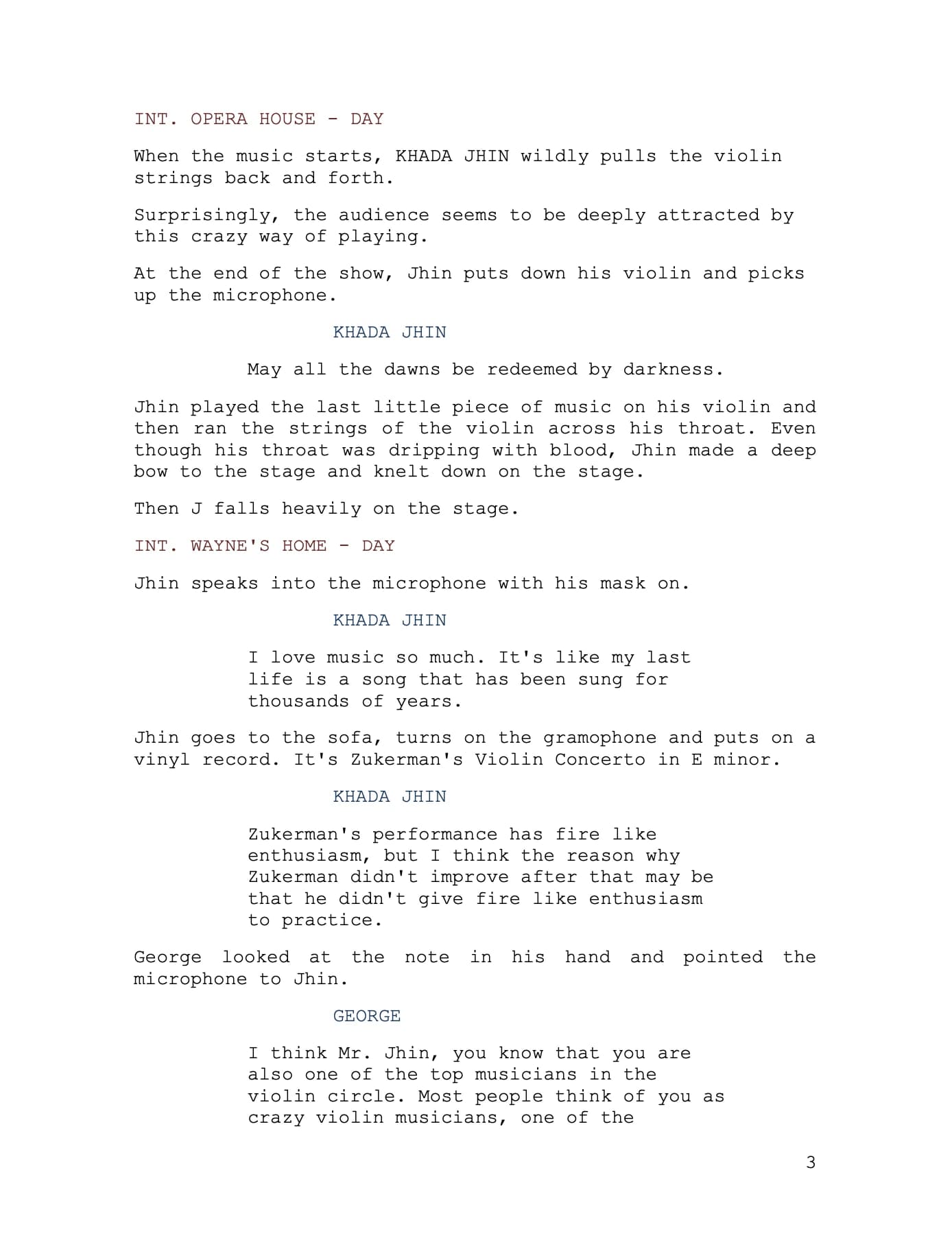 Curtain Call screenplay, source page image 2.