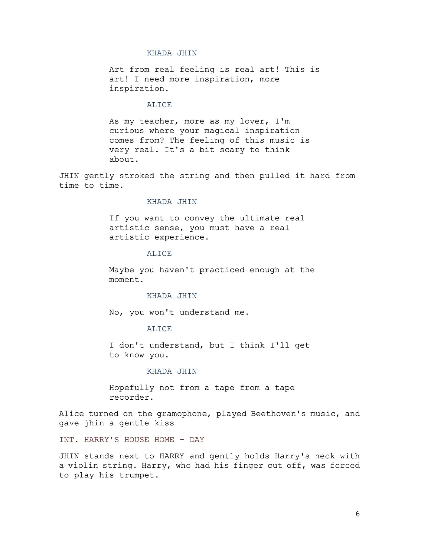 Curtain Call screenplay, source page image 5.