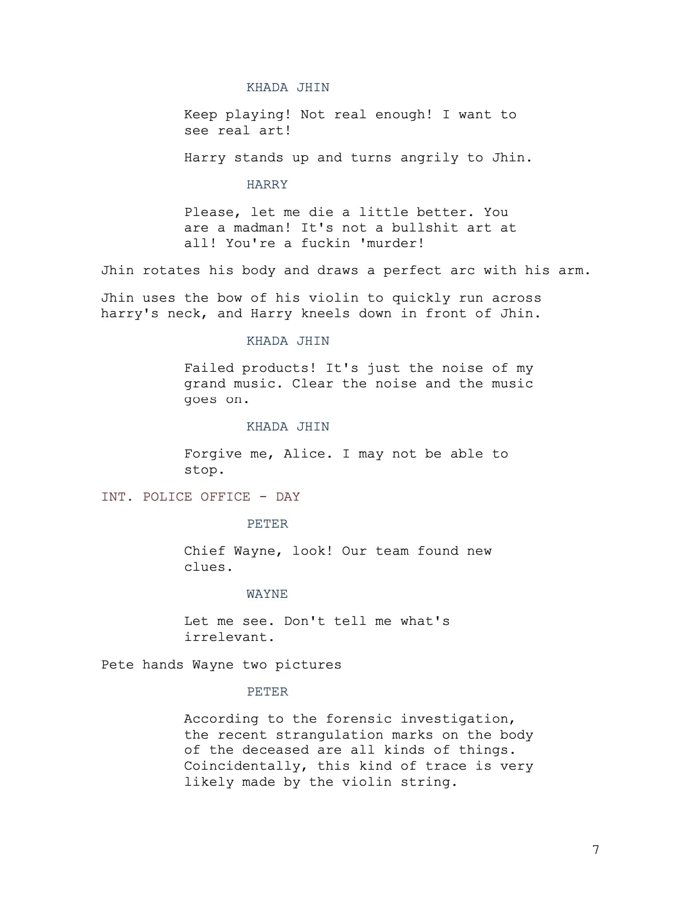 Curtain Call screenplay, source page image 6.