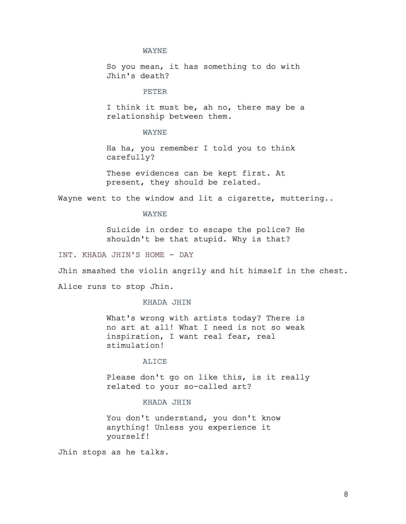 Curtain Call screenplay, source page image 7.