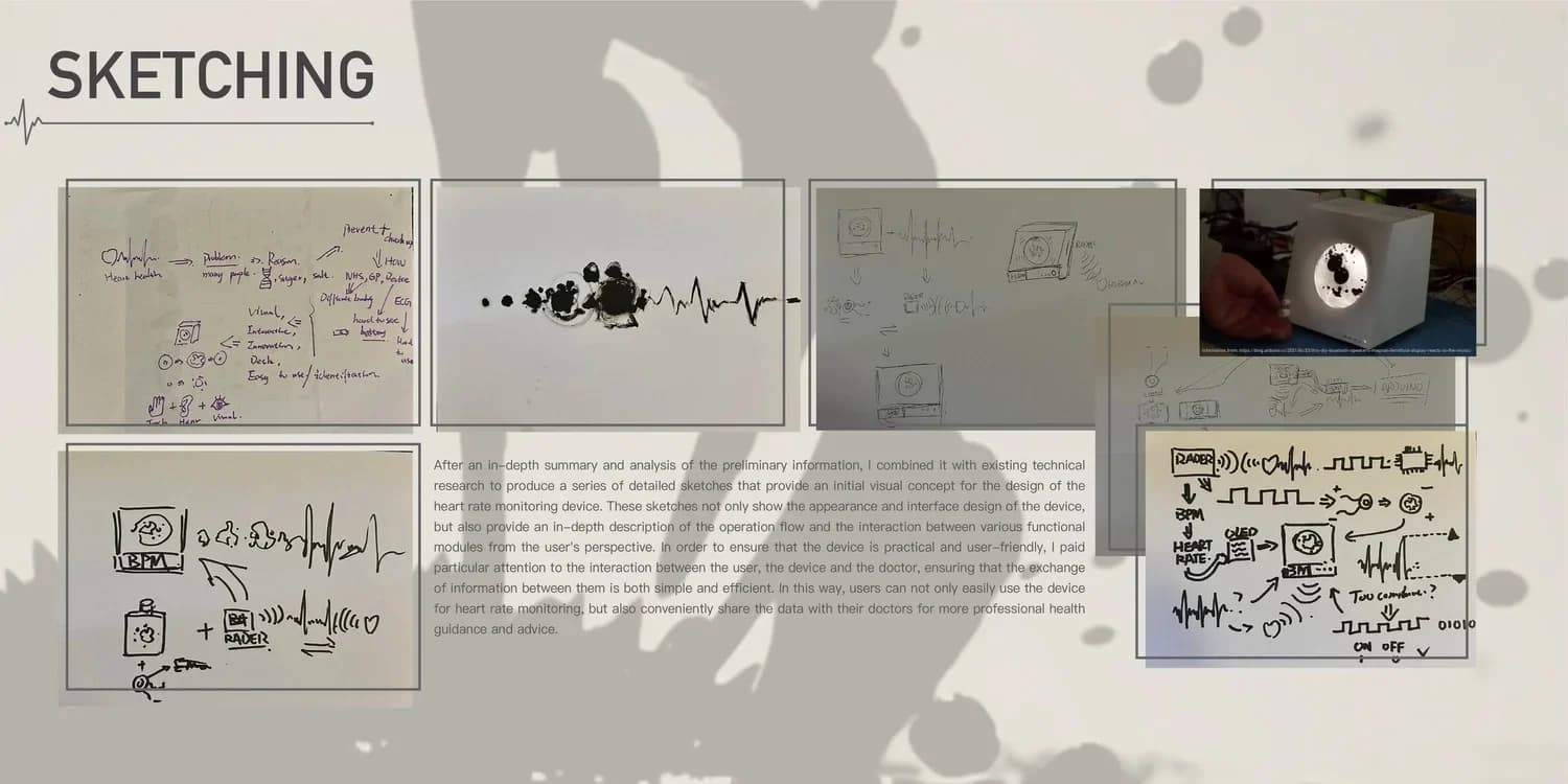 Pulse Flow sketches and early physical form explorations.
