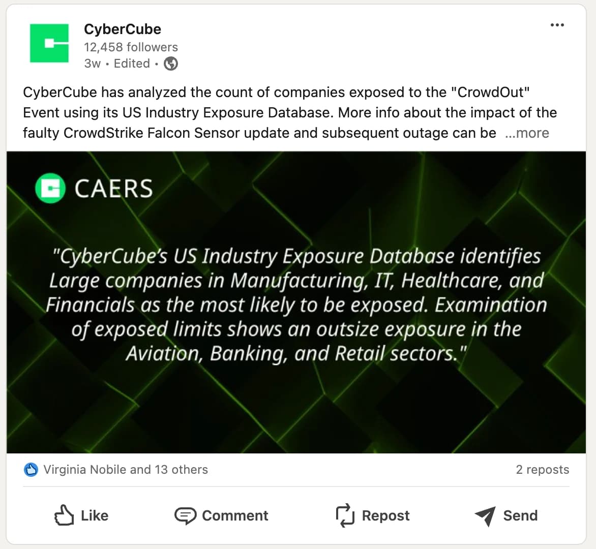 CyberCube social post using the green and black visual identity.