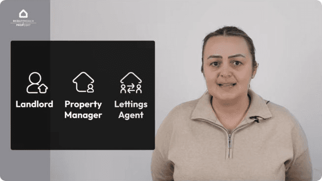 Landlord, property manager and letting agent icons beside the presenter